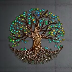 Colorful Tree of Life Metal Wall Art